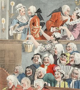 Den skrattande publiken, illustration från "Hogarth Restored: The Whole Works of the hyllade William Hogarth, re-graved by Thomas Cook", pub. 1812 (handfärgad gravyr) av William Hogarth