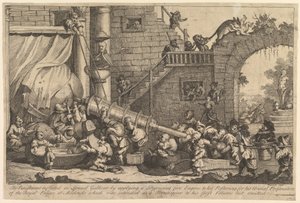 Straffet som tillfogades Lemuel Gulliver, december 1726. av William Hogarth