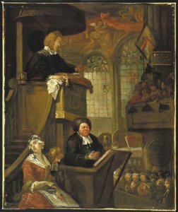 Den sovande församlingen, 1728 av William Hogarth