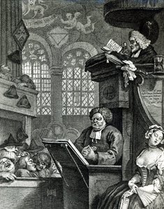 Den sovande församlingen, 1736 av William Hogarth