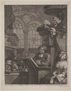 Den sovande församlingen, 21 april 1762. av William Hogarth