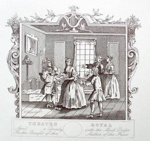 Kungliga Teatern; Drury körfält; London av William Hogarth