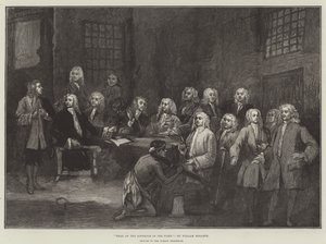 Rättegång mot flottans guvernör av William Hogarth