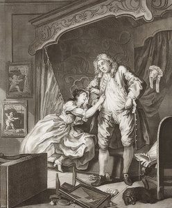 Tvådelat avsnitt: Före och efter. Blad 2: Efter / Efter. 1736 av William Hogarth