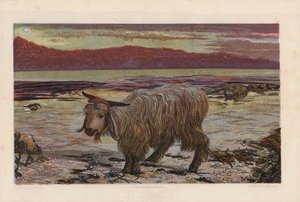 Syndabocken (färglitografi) av William Holman (after) Hunt