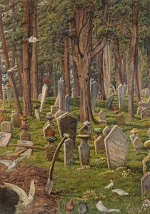 Den sovande staden: kyrkogården i Pera, Konstantinopel, 1856 - 1888 (akvarell på papper) av William Holman Hunt