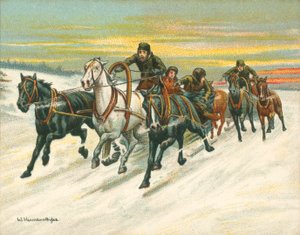 Races historiska och moderna, ryska slädelopp (chromolitho)