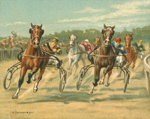 Historiska och moderna lopp, trav- och tempolopp (chromolitho)
