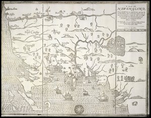 En karta över New-England, från "A Narrative of the Troubles with the Indians", William Hubbard och John Foster av William Hubbard