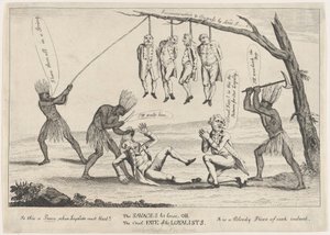 Vildarna släppte loss, eller lojalisternas grymma öde, 1783. av William Humphrey