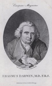 Erasmus Darwin, engelsk läkare, naturfilosof, poet och förkämpe för avskaffandet av slavhandeln (gravyr) av William III (after) Bromley