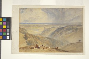 Arundel On The River Arun, efter JMW Turner (akvarell och gouache på benvitt papper) av William II Ward