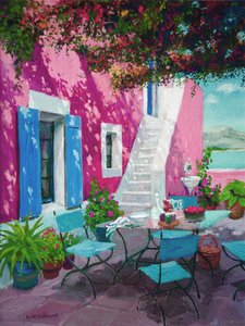 Varm rosa terrass (olja ombord) av William Ireland