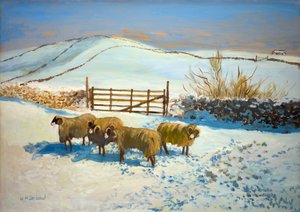 Snö i Yorkshire Dales (olja ombord) av William Ireland