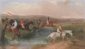 Steeplechasing: Bäcken av William J. Shayer