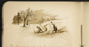 Barn och en snögubbe. Holiday Train: en sång av "Dulce Domum" ... Illustrerad av W. J. Webb.  Frederick Langbridge  London, 1891