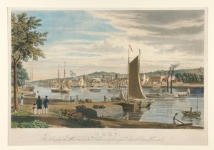 Troy. Fotograferad från Hudsonflodens västra strand, framför Förenta staternas arsenal. av William James Bennett