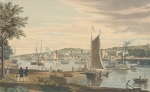 Troy: Taget från West Bank of the Hudson framför United States Arsenal, pub 1838. av William James Bennett