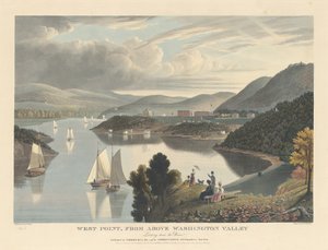 West Point, ovanifrån Washington Valley: Tittar nedför floden av William James Bennett after George Cooke