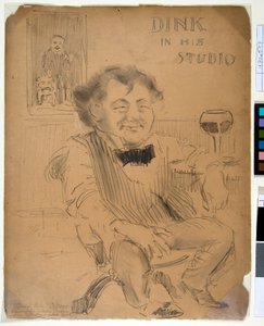 Dink in his Studio, ca 1895 (grafit och kol på bristolskiva) av William James Glackens