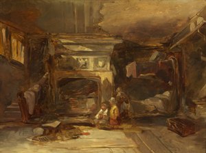 A walisisk interiør, ca. 1844 (olie på panel) svensk av William James Muller