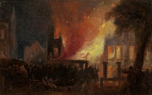 Bristol Riots: The Burning of Queen Square: Custom House av William James Muller