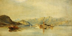 Lago Maggiore och Isola Bella (olja på duk) av William James Muller