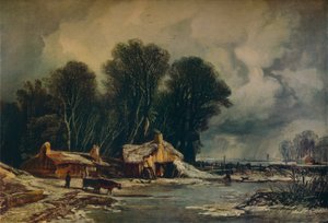 Landskap med gamla stugor: vinter, 1833
