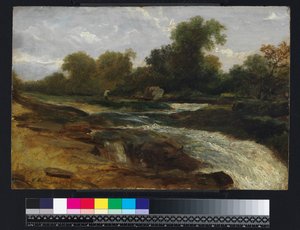 Flodlandskap med en sportfiskare, 1842