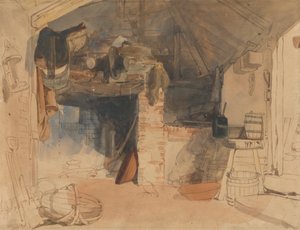 Studie av en rustik interiörscen av William James Muller