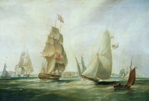 Yachts Racing off the Castle, Cowes (olja)