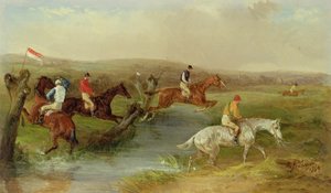 Steeplechasing: The Brook (olja på duk)