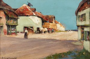 Hay Cart, a Normandy Village (olja på duk)