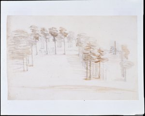 Chiswick, utsikt från en förhöjd punkt ovanför Orange Tree Garden Temple (penna och tvätt på papper) av William Kent