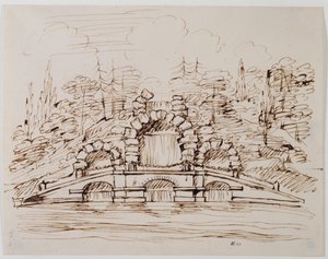 Chiswick, design för kaskaden som byggd (penna och bläck över penna på papper)