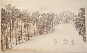 Chiswick, första design för Exedra (penna & bläck och tvätt på papper)