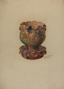 Pa. Tysk blomkruka och bricka, ca. 1936.