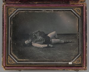 Untitled Portrait of Wild Animal Tamer Jacob Driesbach med Jaguar, 1850 av William Langenheim