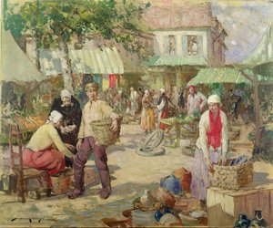 A Breton Market (olja på duk)