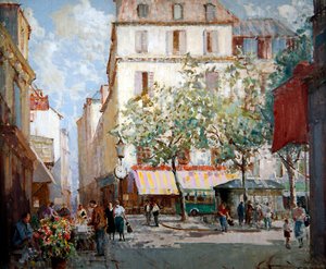 A Square in Paris (olja på duk) av William Lee Hankey