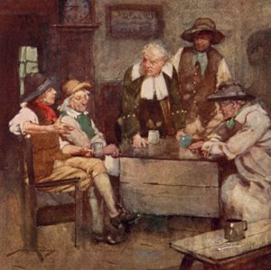 Illustration för The Deserted Village av Oliver Goldsmith (litho i färg) av William Lee Hankey
