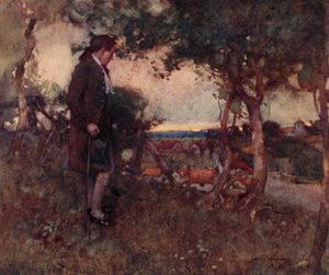 Illustration för The Deserted Village av Oliver Goldsmith (litho i färg) av William Lee Hankey