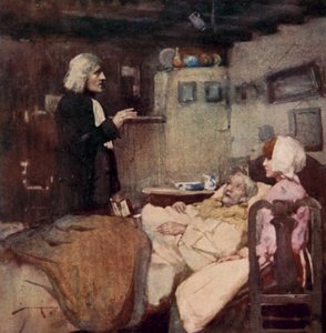Illustration för The Deserted Village av Oliver Goldsmith (färg litho) av William Lee Hankey