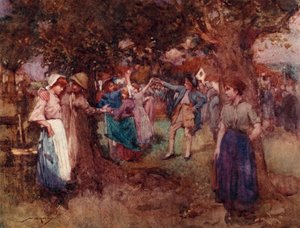 Illustration för The Deserted Village av Oliver Goldsmith (litho i färg) av William Lee Hankey