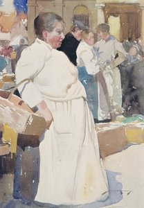 Madame la Menagere, Etaples (akvarell på papper) av William Lee Hankey
