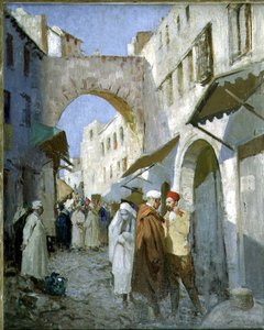 Marockansk gatuscene (Tetuan) (olja på duk) av William Lee Hankey