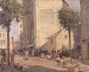 Keramik och blommor, Dieppe av William Lee Hankey