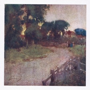 Där några trasiga buskar platsen avslöjar, byns predikanter blygsamma herrgårdsros (färg litho) av William Lee Hankey