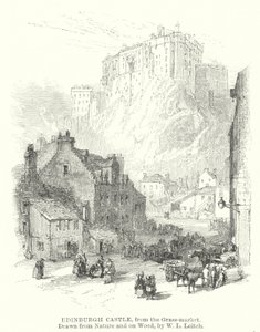 Edinburgh Castle, från Grass-market (gravyr)