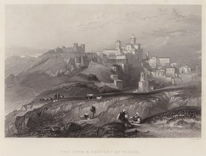 Staden och klostret Piazza (gravyr) av William Leighton Leitch